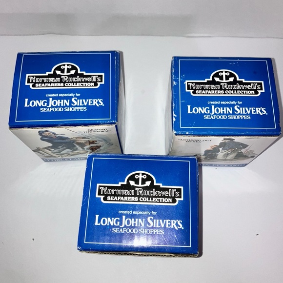 Norman Rockwell’s 1985 3 Porcelain Tankards Long John Silvers Collectibles VTG - Picture 3 of 16